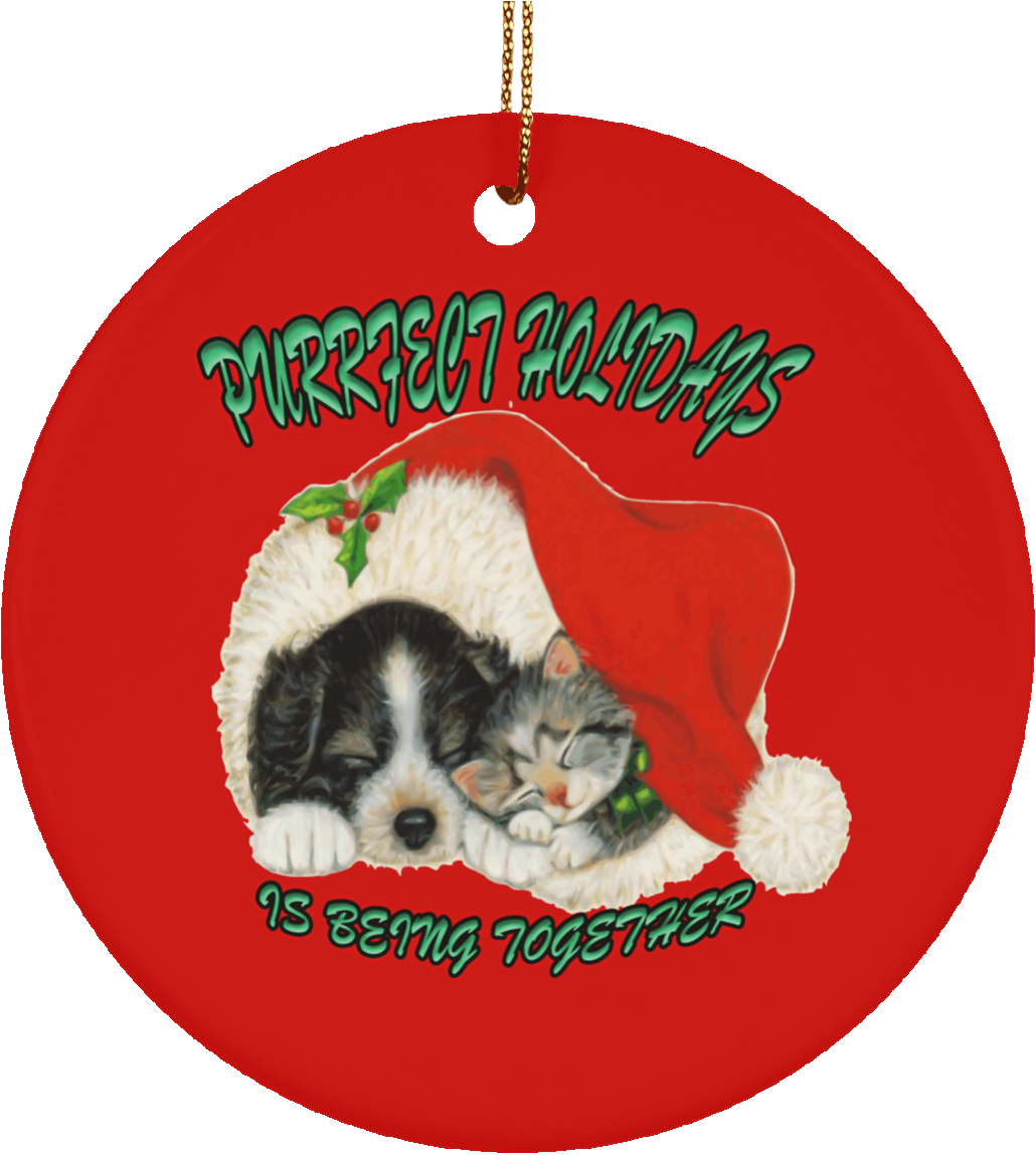 Cat Christmas Ornaments And - Dog And Cat Xmas Clipart (1155x1155), Png Download