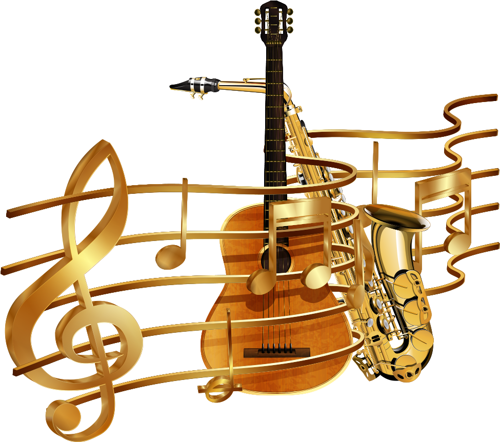 Musical Clef Stock Illustration Notes With Gold - Art Saxophone Music Notes Clipart (1000x1000), Png Download