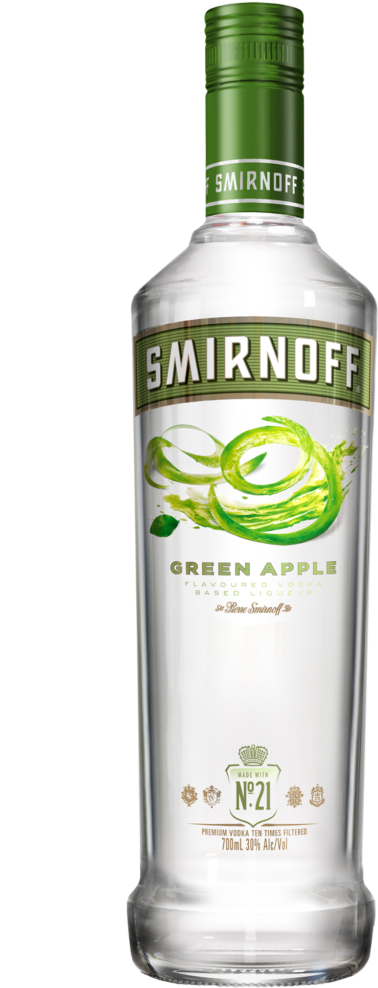 Smirnoff Green Apple Vodka 700ml - Smirnoff Green Apple 0 70 Clipart (740x1931), Png Download
