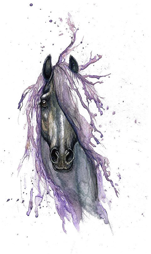 Watercolor Tattoo Horse Painting Drawing Hq Image Free - Watercolor Horse Head Tattoo Clipart (523x850), Png Download