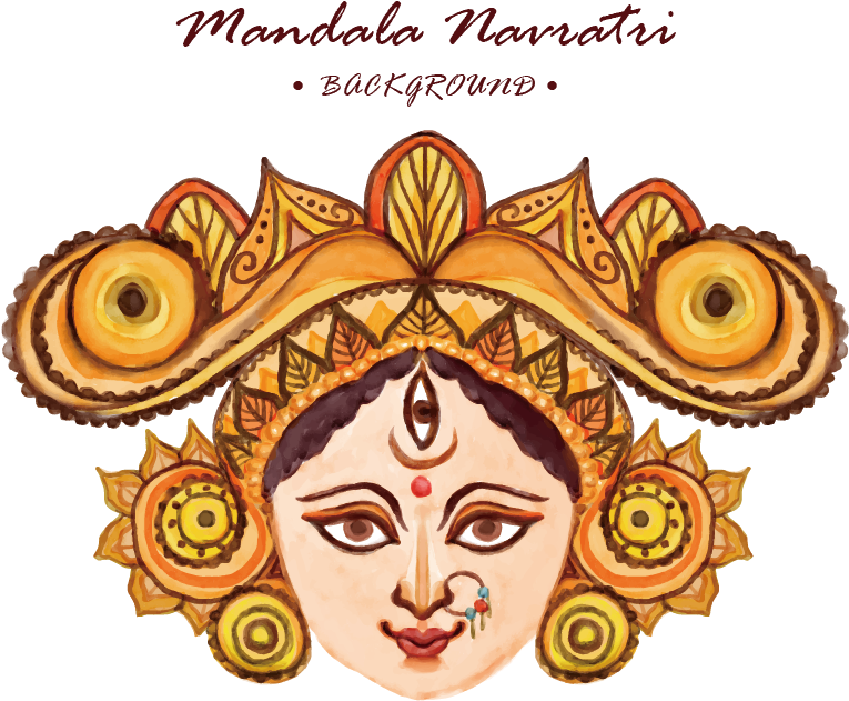 Navaratri Durga Euclidean Vector Mandala Watercolor - Vijayadasami Subhakankshalu Clipart (1000x1000), Png Download