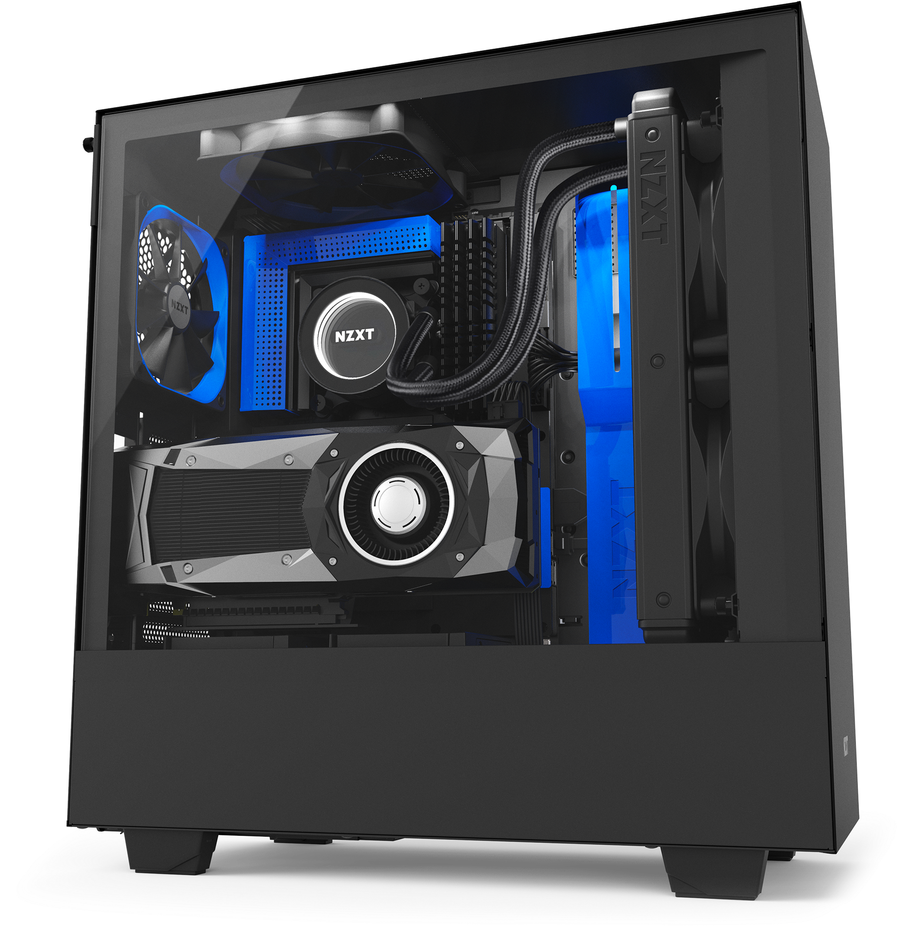 Nzxt H500i Compact Atx Pc Gaming Case - Nzxt H500i Black Atx Mid Tower Case Clipart (2000x2000), Png Download