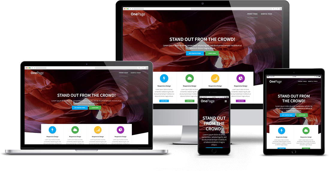 One Page Express Is Responsive And Mobile Friendly - One Page Express Theme Clipart (1330x608), Png Download