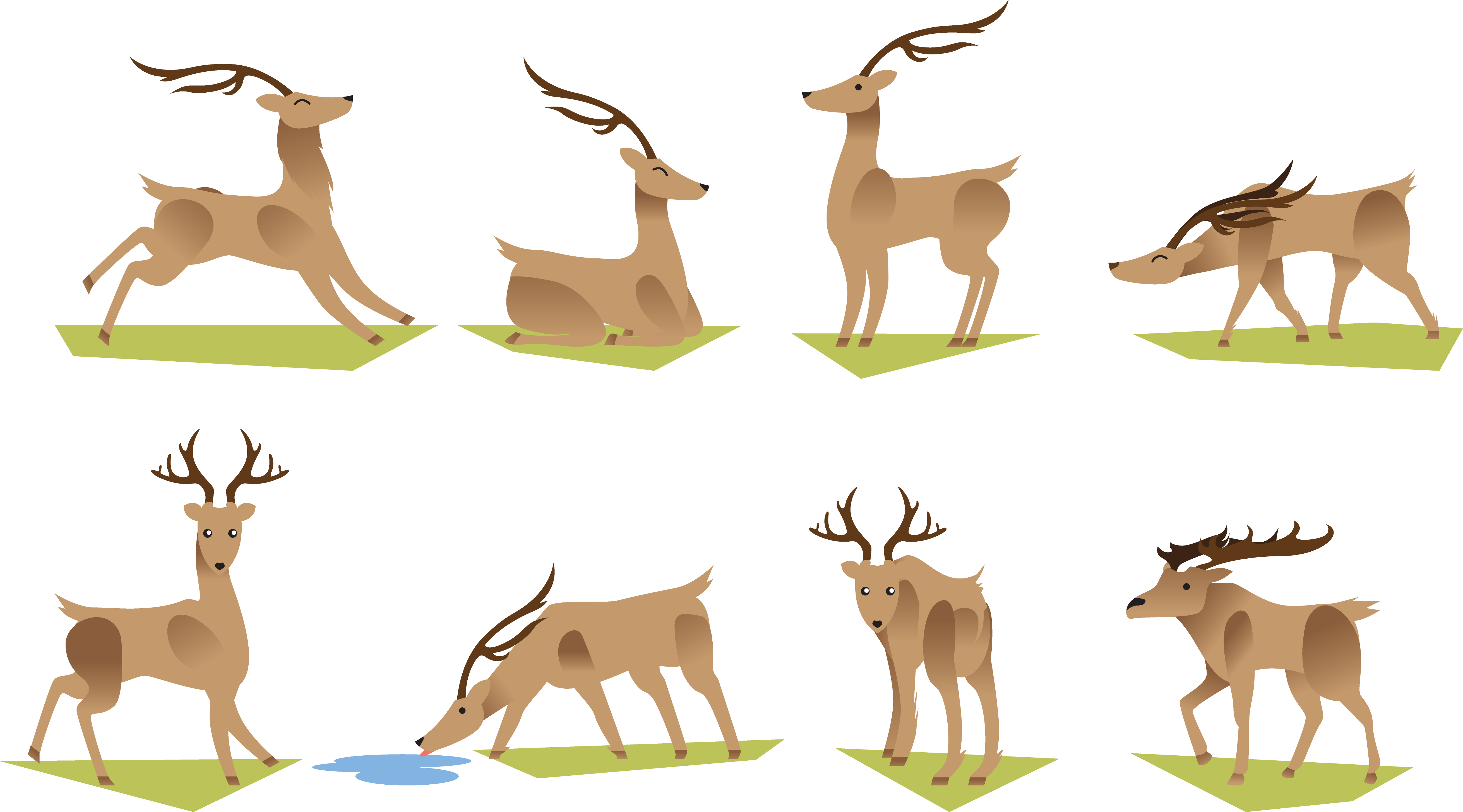 Reindeer Antler Cartoon Deer Grazing Transprent Png - กวาง กิน หญ้า การ์ตูน Clipart (5243x2910), Png Download