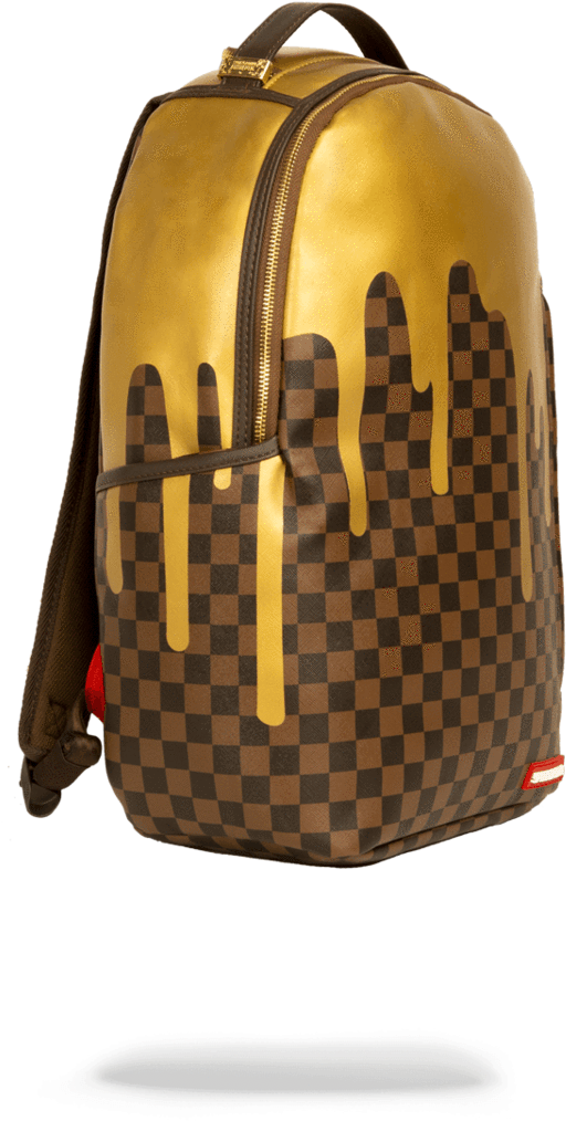 Sprayground- Gold Checkered Drips Backpack Painted - Ellipse Louis Vuitton Damier Clipart - Large Size Image - PikPng