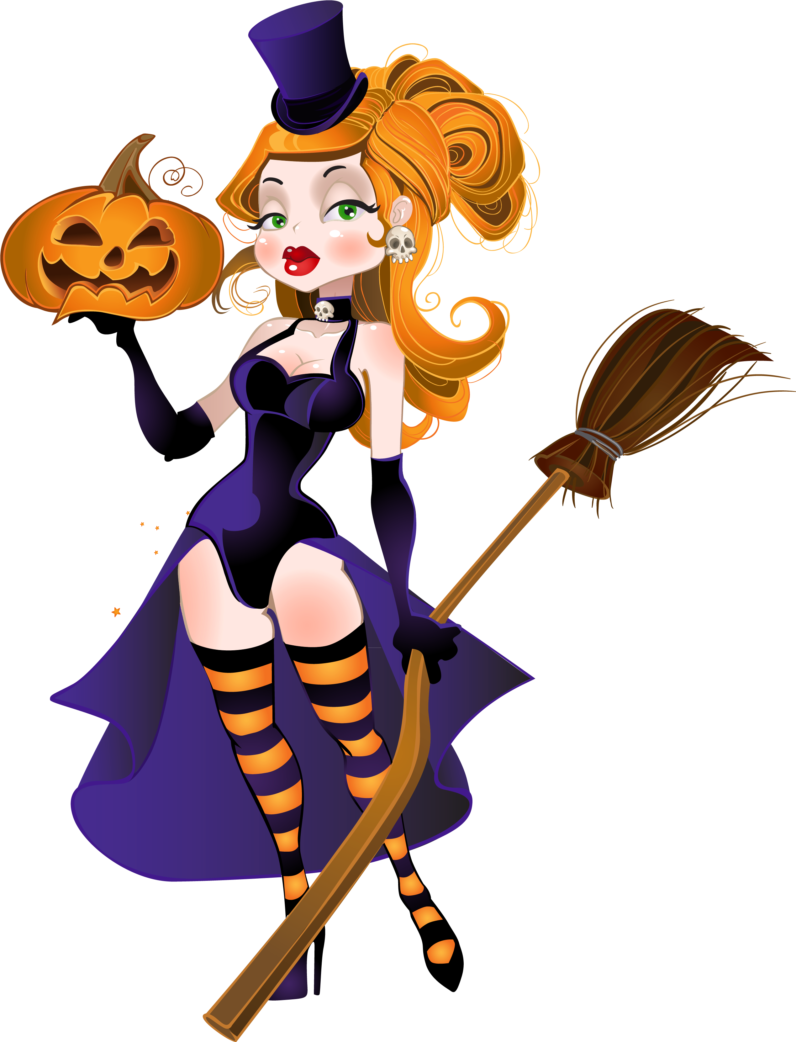 Halloween Witch With Broom And Pumpkin Png Clipart - Hoo Hoo Halloween Betty Boop Gif Transparent Png (2894x3501), Png Download