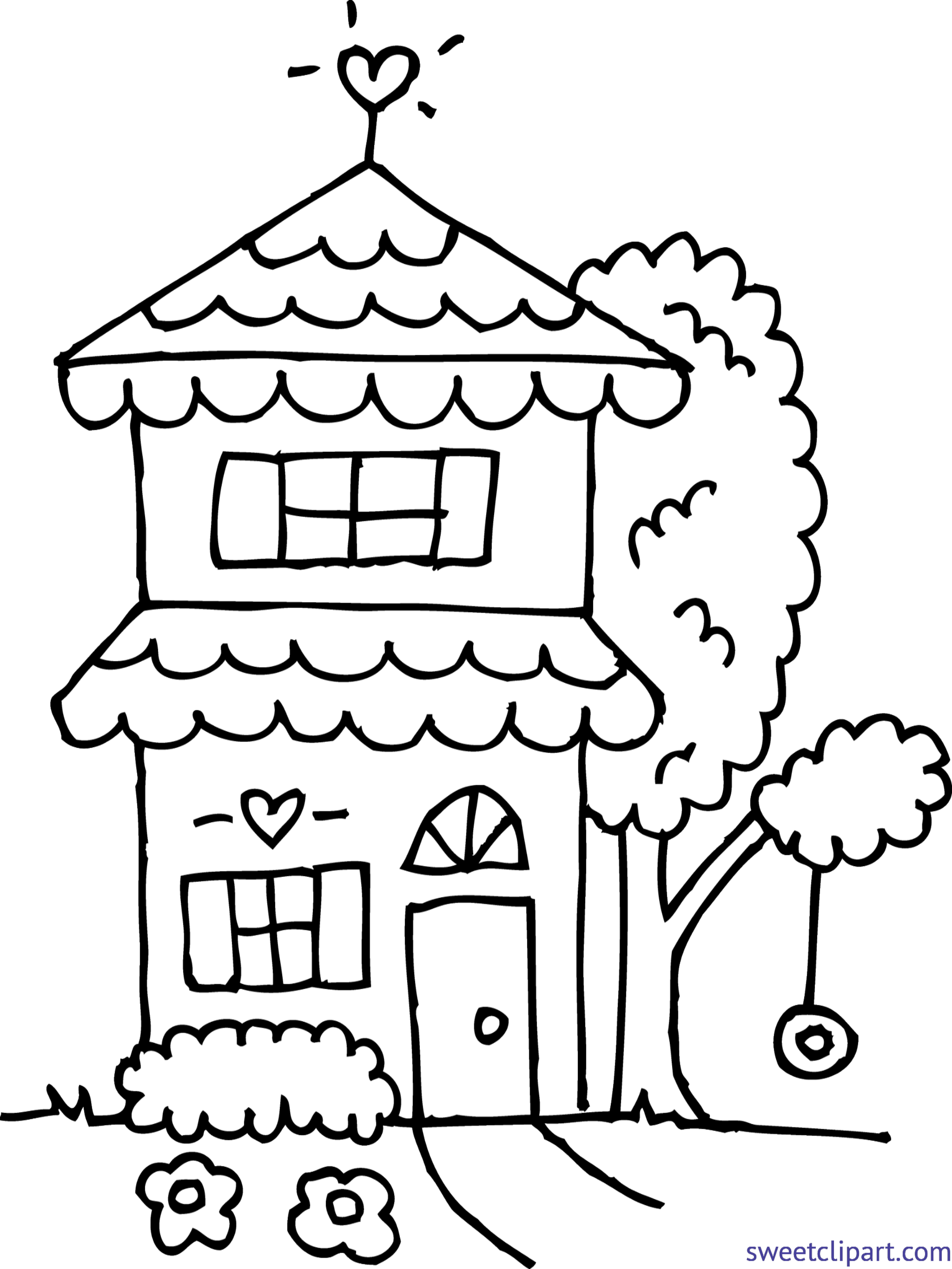 White House Clipart Cute House - Cute House Coloring Page - Png Download (4844x6458), Png Download