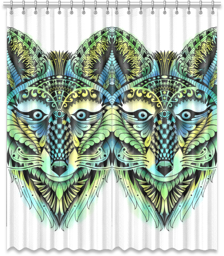 Water Color Ornate Foxy Wolf Head Ornate Drawing Window - Donkey Clipart (1000x1000), Png Download