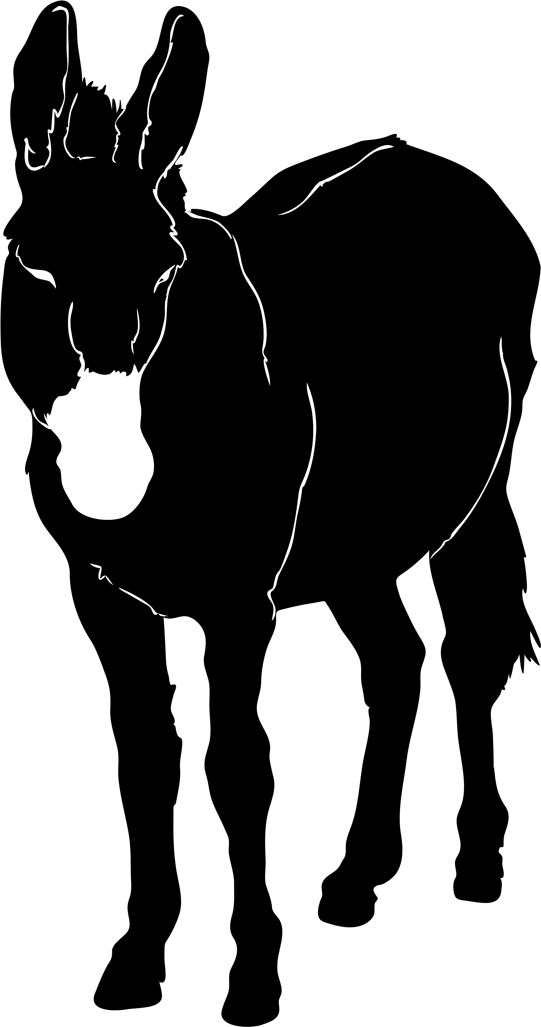 Drawing Donkey Silhouette - Mules Silhouette Clipart (2000x3647), Png Download