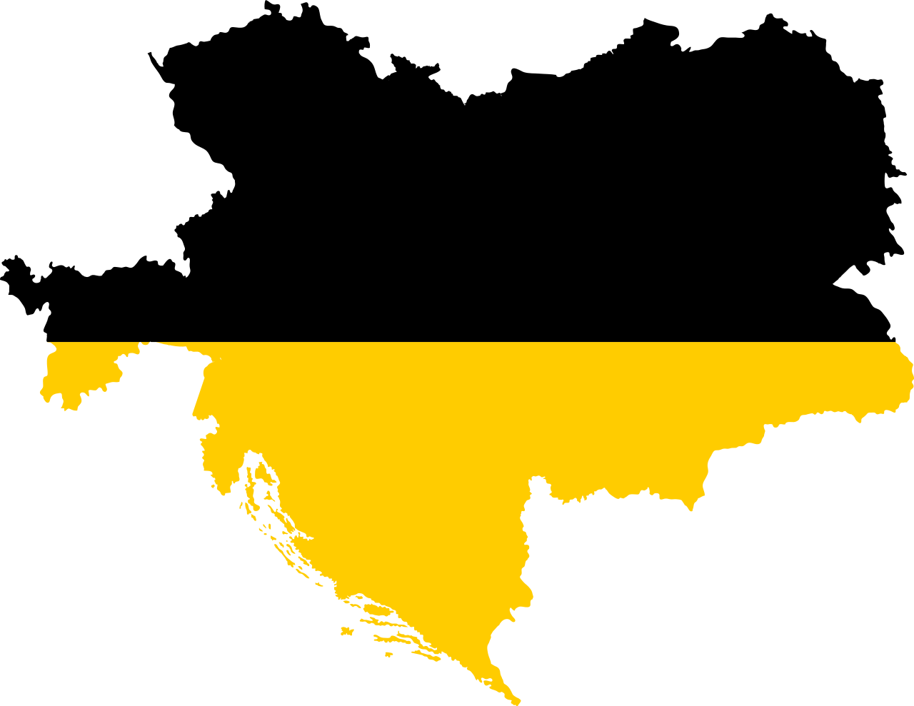 Flag Map Of The Austro-hungarian Empire - Austrian Empire Flag Map Clipart (1280x989), Png Download