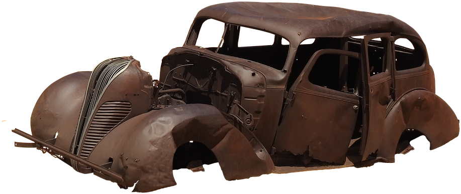 Auto, Wreck, Car Age, Oldtimer, Rust, Rusted, Broken - Wrecked Car Transparent Background Clipart (960x488), Png Download