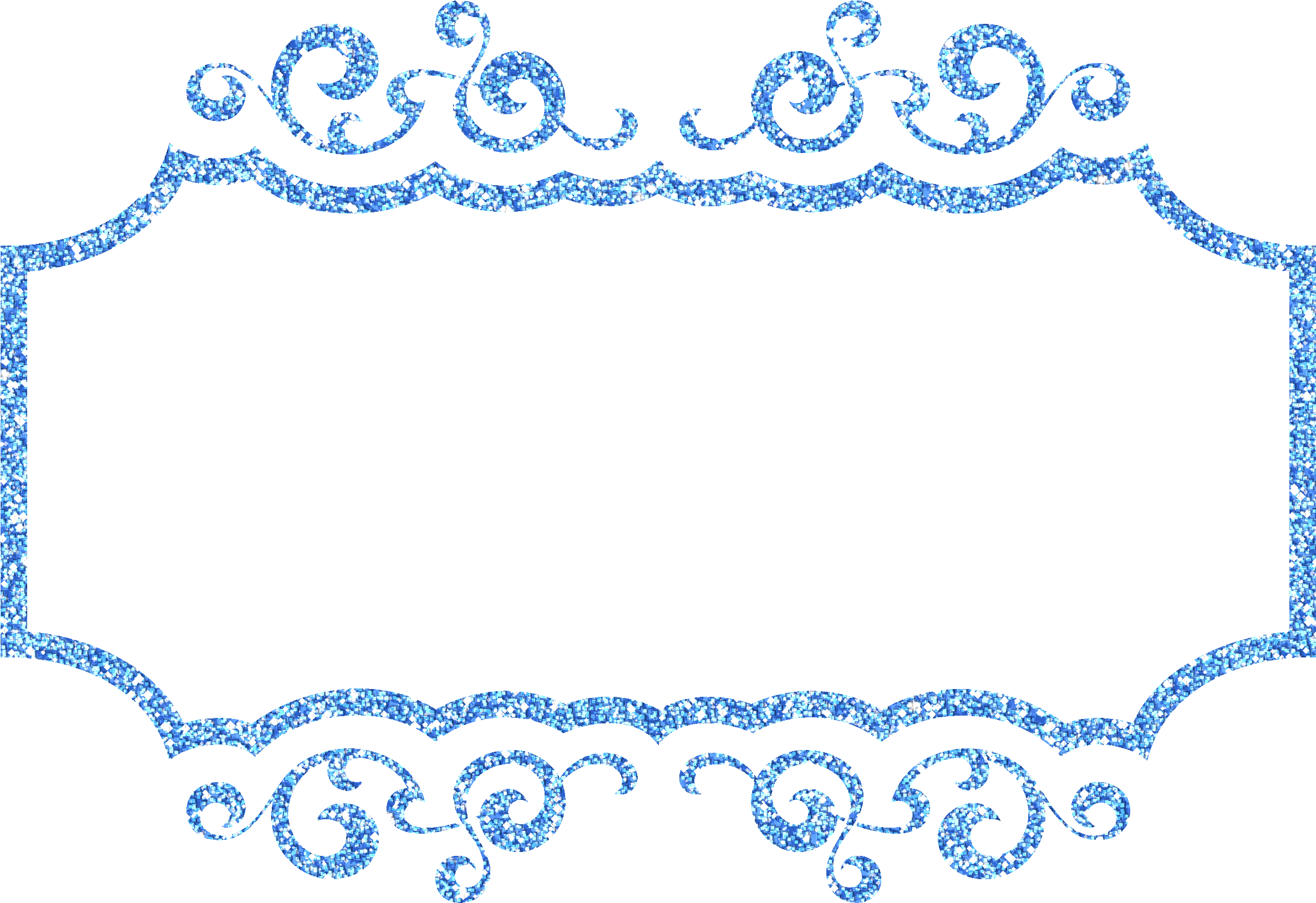 Blue Decorative Frame In A White Background - Blue Glitter Frame Png Clipart (2400x1653), Png Download