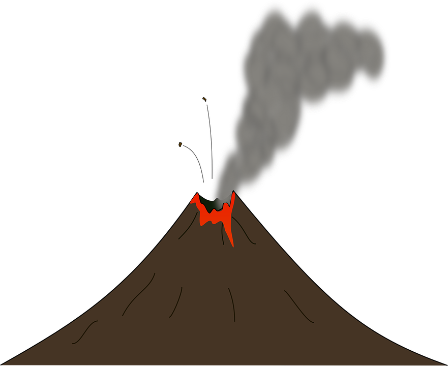 Earth Smoke Volcano Lava Erupt Gases Eruption - Clip Art Volcano - Png Download (881x720), Png Download