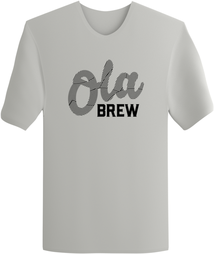 White Stylized Ola Brew Shirt - Active Shirt Clipart (1000x1000), Png Download