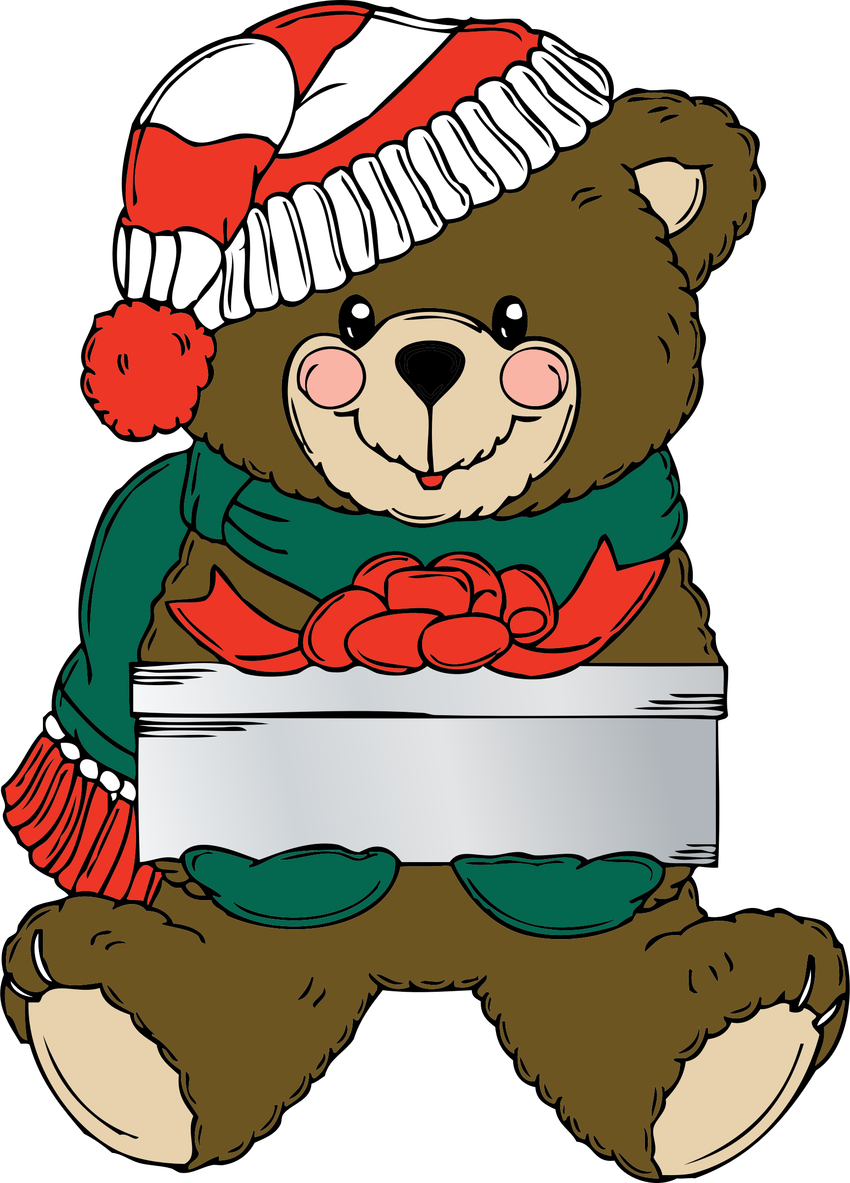 This Free Icons Png Design Of Christmas Bear Wih Present Clipart (1724x2400), Png Download