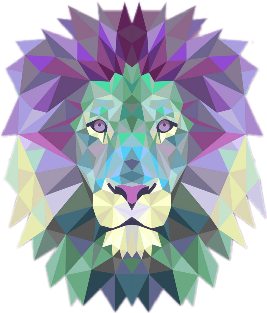##lion #lionhead #figure #shape #colors - Triangle Lion Clipart (1024x1202), Png Download
