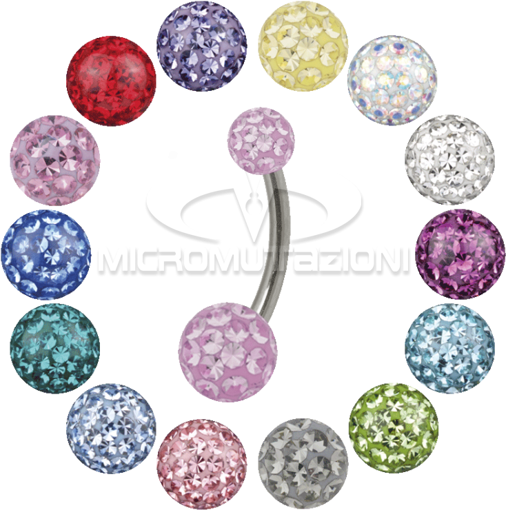 Titanium Bananabell With Crystal Ball Navel - Crystal Clipart (750x750), Png Download