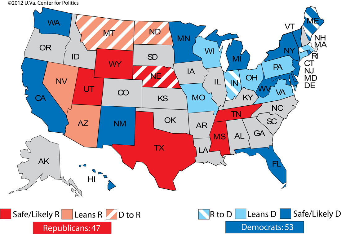 2012 Senate Ratings - 2018 Midterm Election Results Clipart (1100x755), Png Download