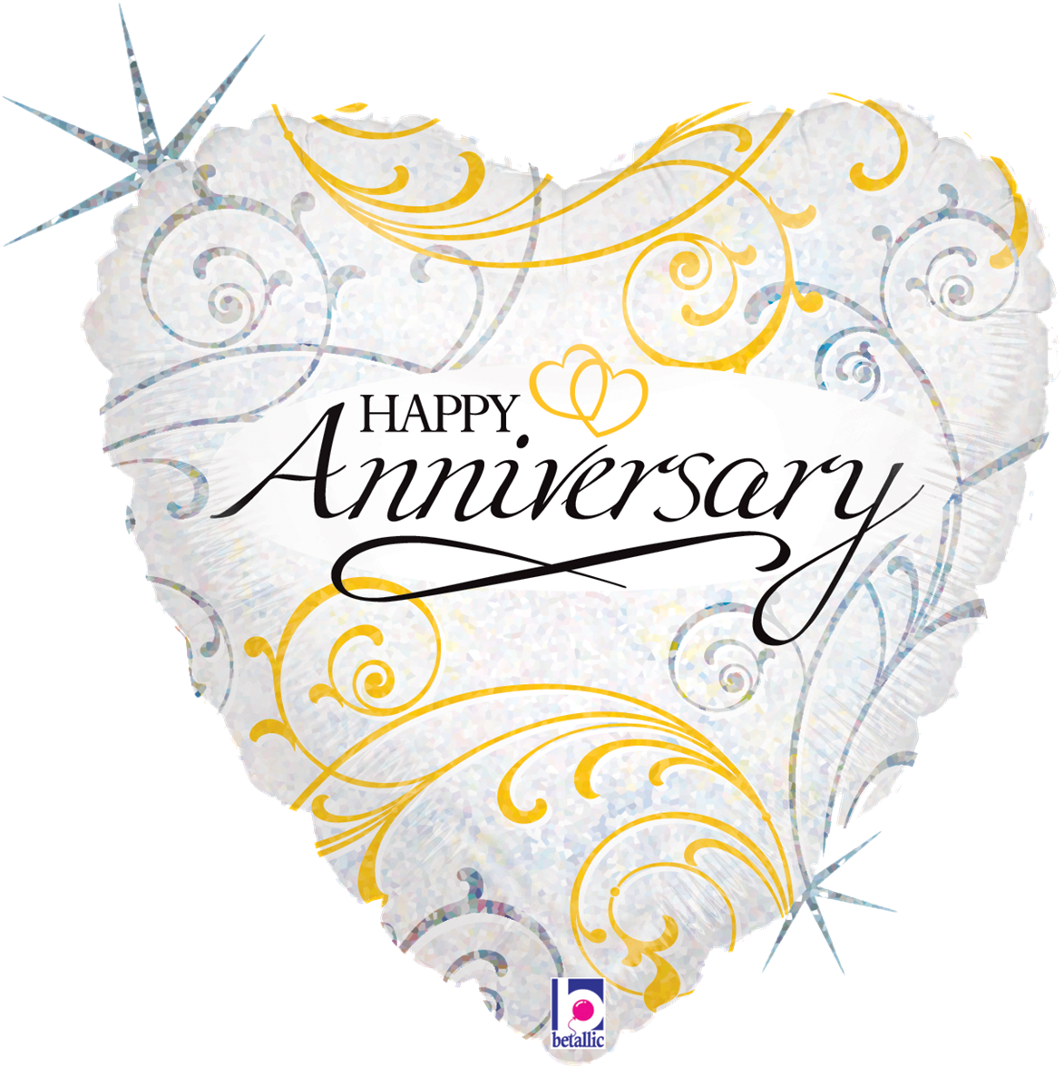 18" Filigree Anniversary Balloons All American Balloons - Happy Anniversary Balloons Foil Clipart (1200x1200), Png Download