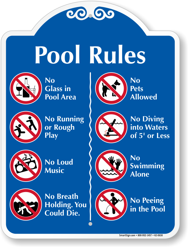 Svg Decorative Signs Best Prices From Mypoolsigns Zoom - Rules At The Pool Clipart (608x800), Png Download