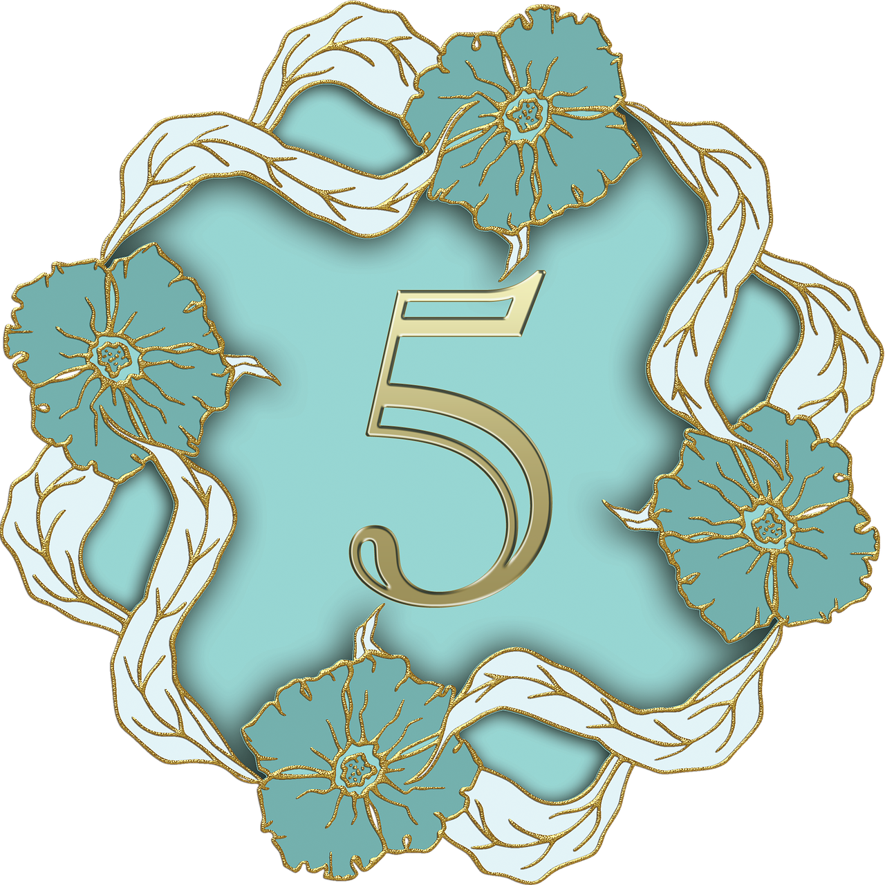 Number 5 Five - Floral Capital Letter N Clipart (1280x1280), Png Download