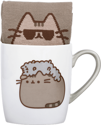Pusheen And Stormy Mug & Sock Gift Set - Pusheen Sock In Mug Clipart (600x600), Png Download