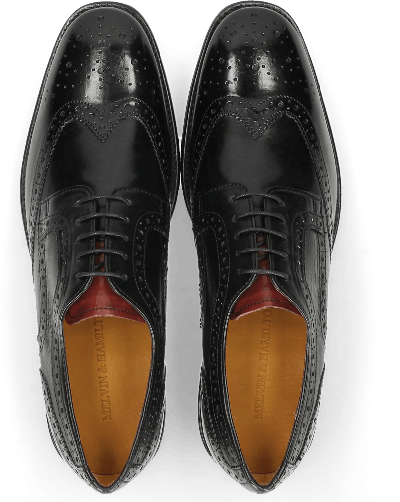 Derby Shoes Eddy 30 Black Tongue Red - Leather Clipart (1024x1024), Png Download