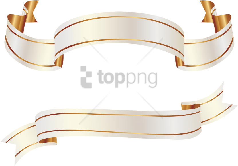 Free Png Gold Banner Ribbon Png Png Images Transparent - White Gold Ribbon Vector Clipart (850x614), Png Download