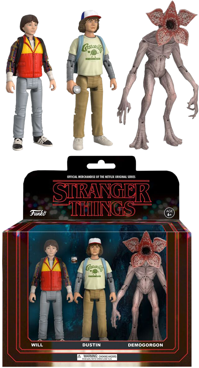 Will, Dustin And & Demogorgon Action Figure 3-pack - Stranger Things Action Figures Funko Clipart (640x1184), Png Download