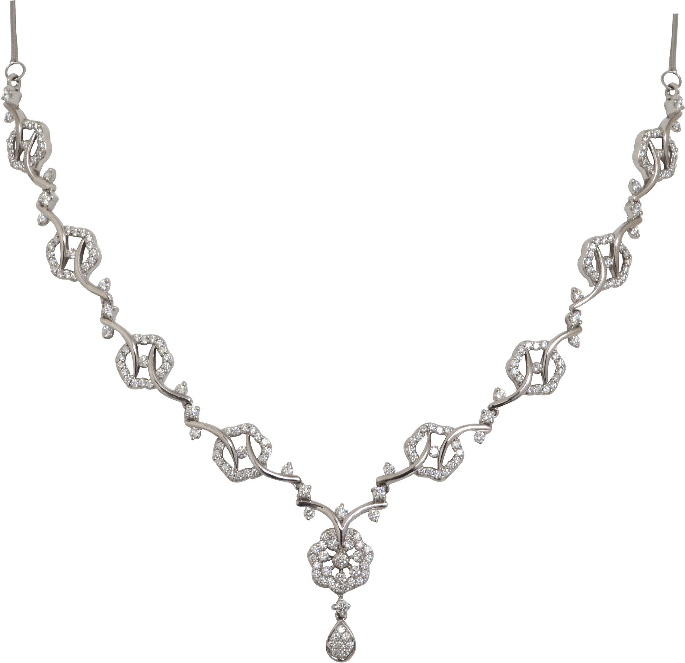 Aster Floral Design Platinum Necklace - Necklace Clipart (2567x2477), Png Download