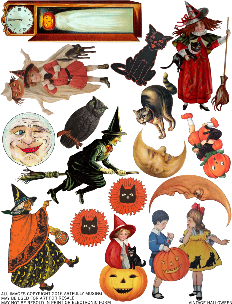 Free Vintage Halloween Collage Sheet - Vintage Halloween Clip Art - Png Download (782x1024), Png Download