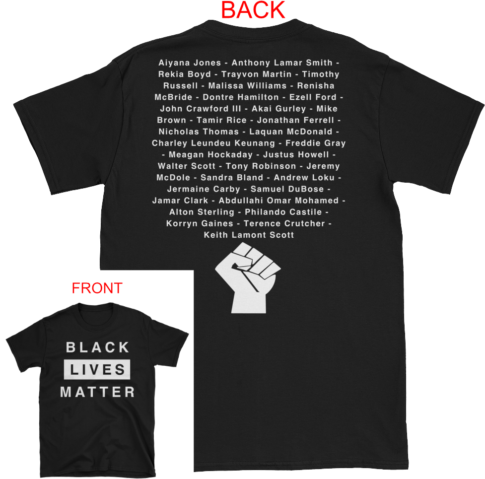 Black Lives Matter Shirt W Names Of Victims - T-shirt Clipart (1000x1000), Png Download