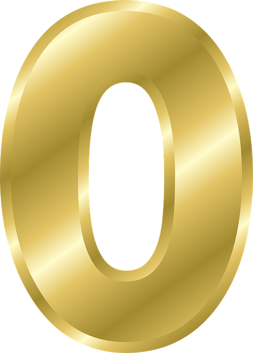 Number - 0 Gold Number Clipart (515x720), Png Download