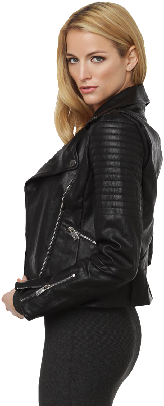Blonde Girl In Black Leather Jacket - Bad Girl Leather Jacket Clipart (1024x1548), Png Download