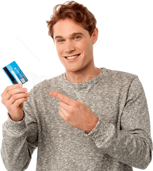 Free Png Man Holding Credit Card Png Images Transparent - Person Holding Credit Card Clipart (850x566), Png Download