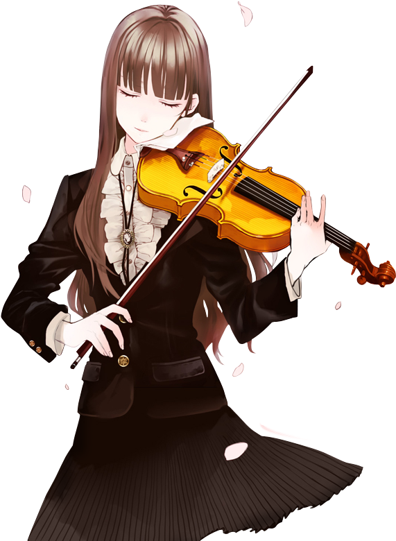 Fiddle Drawing Violin Player - Anime Girl Playing Violin Clipart (600x800), Png Download