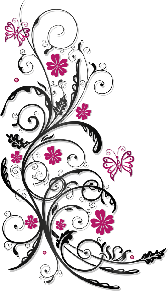 Pink Flower Photography Ornaments Tendril Stock Clipart - 4 Vlinders Bloem Tribal Tattoo - Png Download (766x1280), Png Download
