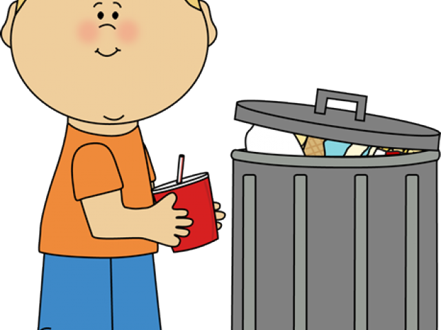 Trash Clipart Student - Child Throwing Trash Away Clipart - Png Download (640x480), Png Download