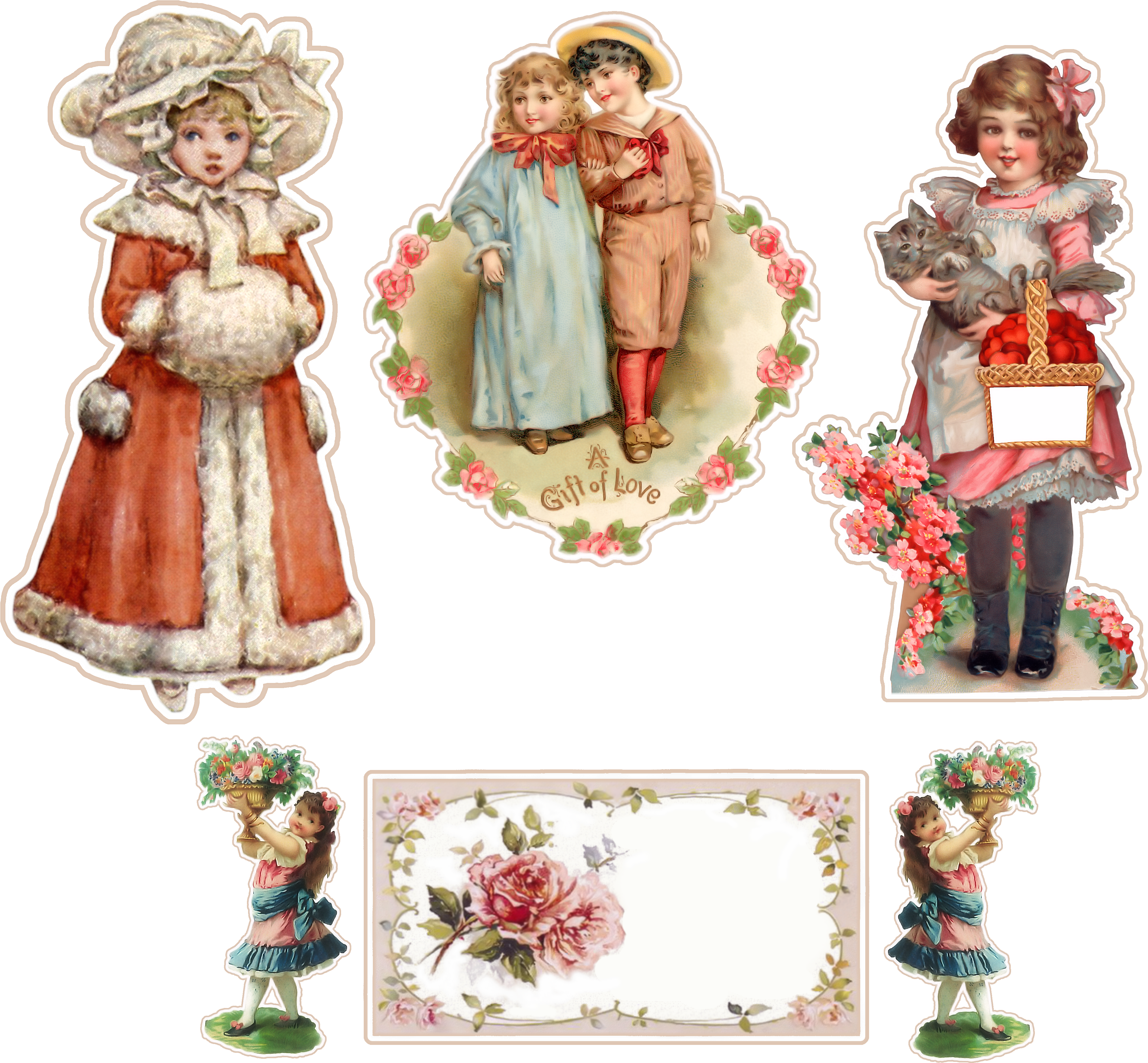 Vintage Children Stickers - Sticker Clipart (4200x4200), Png Download