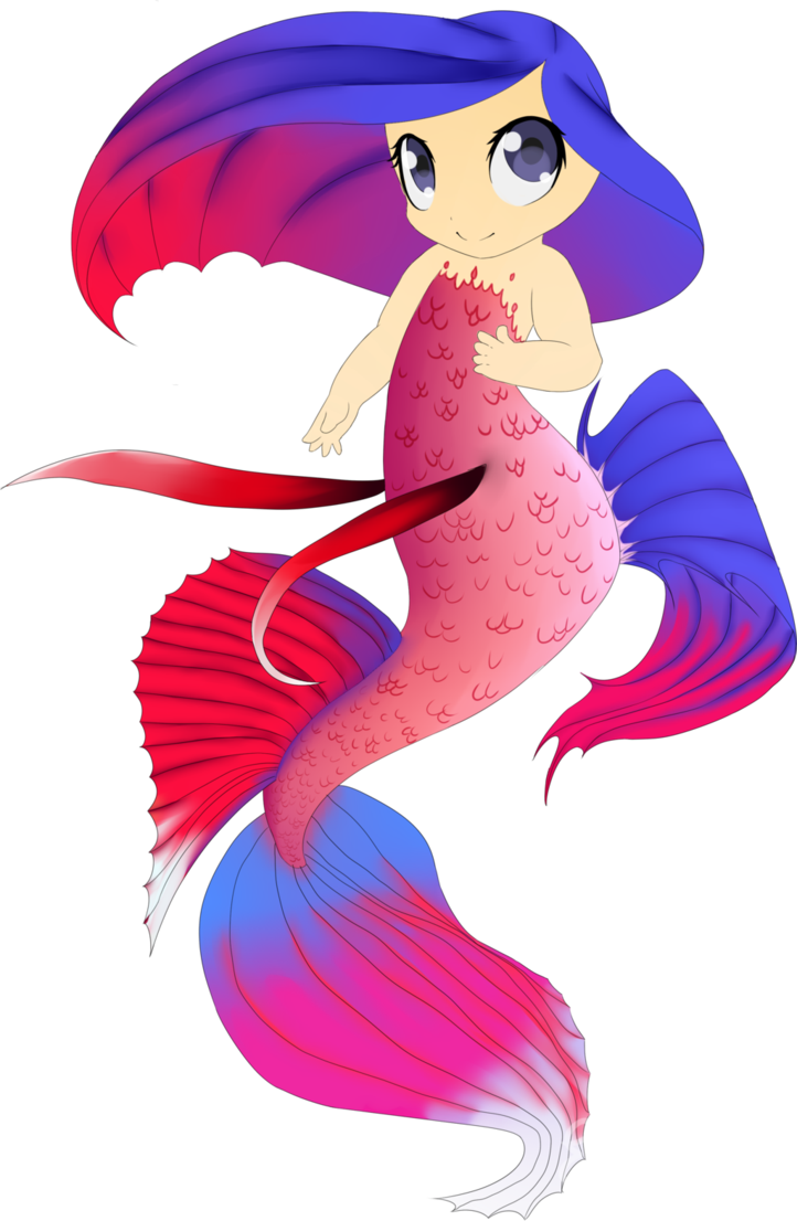 Mermaid Tail Clipart Chibi - Drawing Siamese Fighting Fish - Png Download (722x1106), Png Download