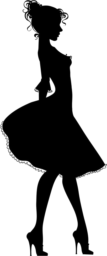 Dress Silhouette Woman Silhouette2 - Silueta De Chica Con Vestido Clipart (448x1071), Png Download