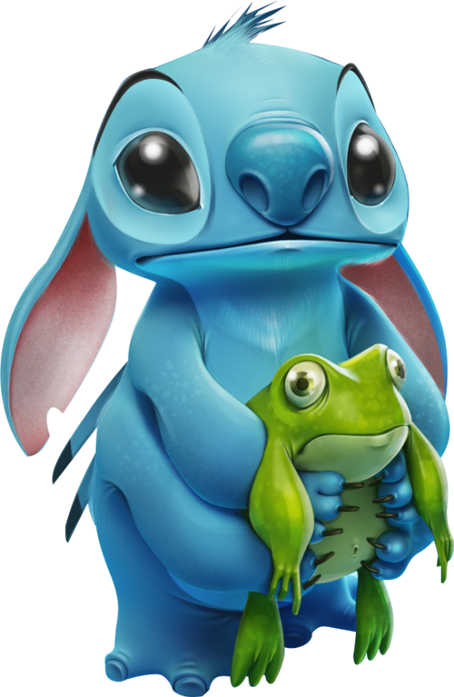 Render Stitch Disney Bleu Grenouille Verte Alien Extraterrestre - Stitch And Frog Clipart (500x767), Png Download