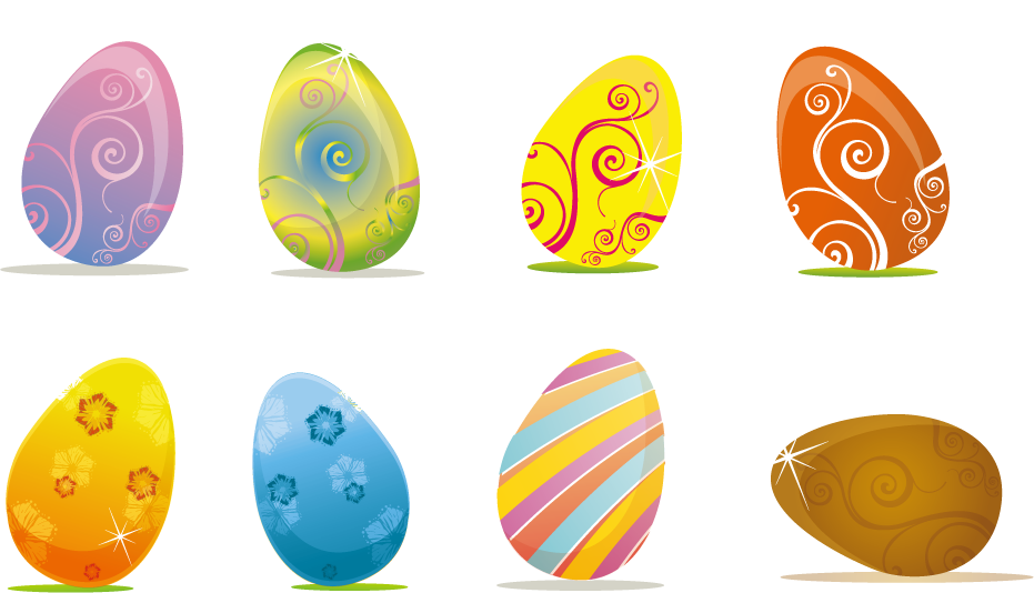 Easter Eggs Free Download - Easter Eggs Vector Free Clipart (931x534), Png Download