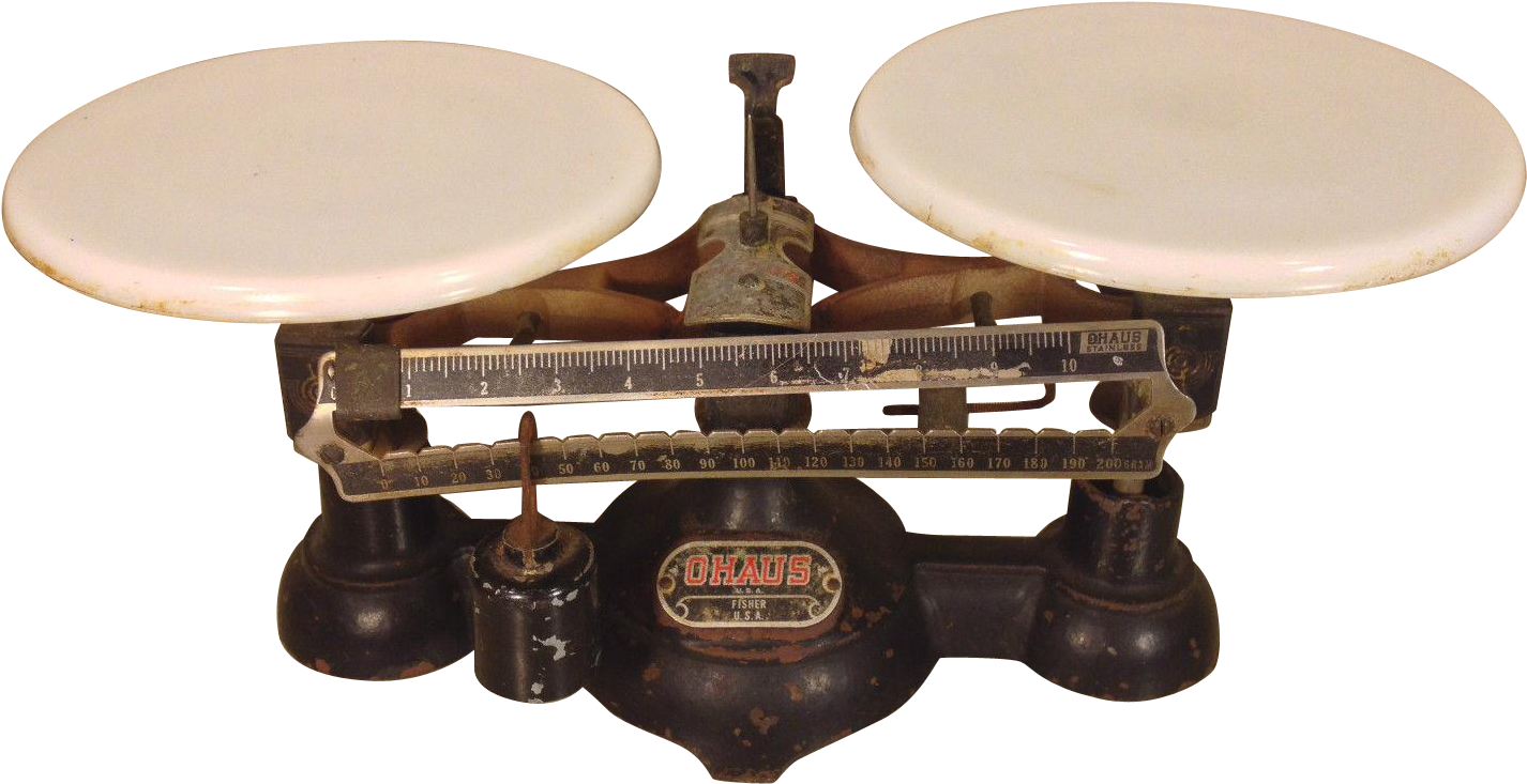 Antique Double Pan Balance Scale Ohaus Fisher Usa Milk - Outdoor Table Clipart (1425x1425), Png Download