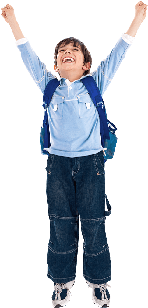 Happy-kid - Kid Hands Up Clipart (526x1077), Png Download