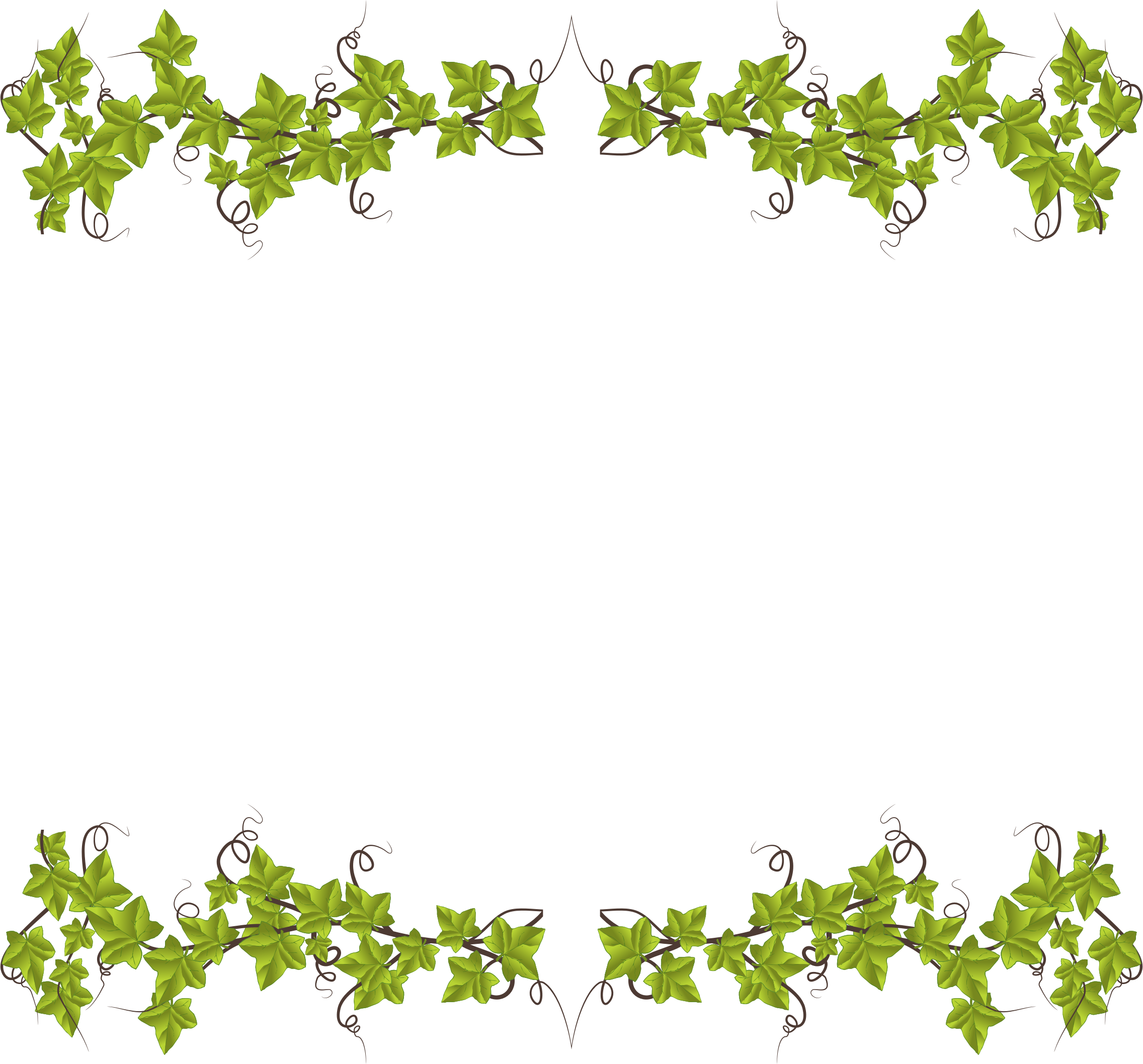 Big Image - Green Leaves Frame Png Clipart (2272x2116), Png Download