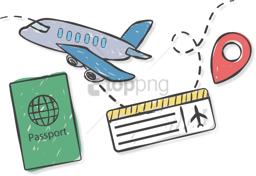 Free Png Download Travel Ticket Png Images Background - Boletos De Avion Dibujos Clipart (850x583), Png Download