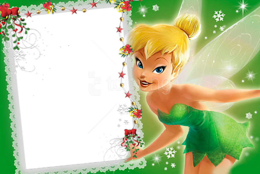 Free Png Green Kids Transparent Frame With Fairy Png - Tinkerbell Disney Clipart (850x571), Png Download