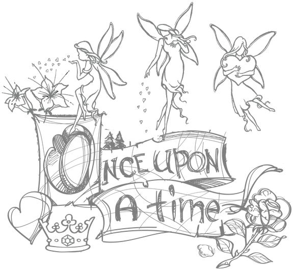 Greece Fairy Gardens - Fairy Tales Black And White Clipart (614x546), Png Download