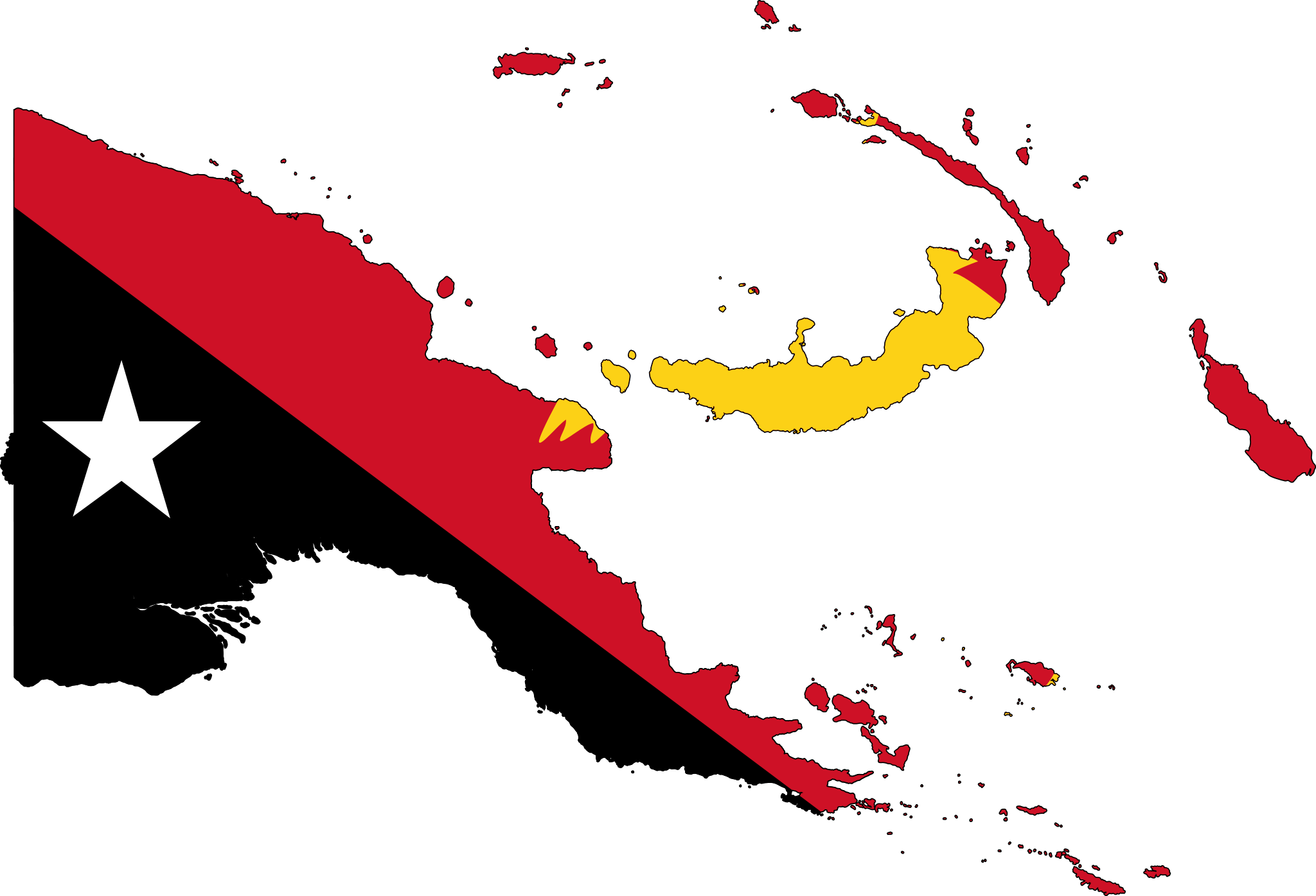 Papua New Guinea Flag Map - Papua New Guinea Country Flag Clipart (2048x1395), Png Download